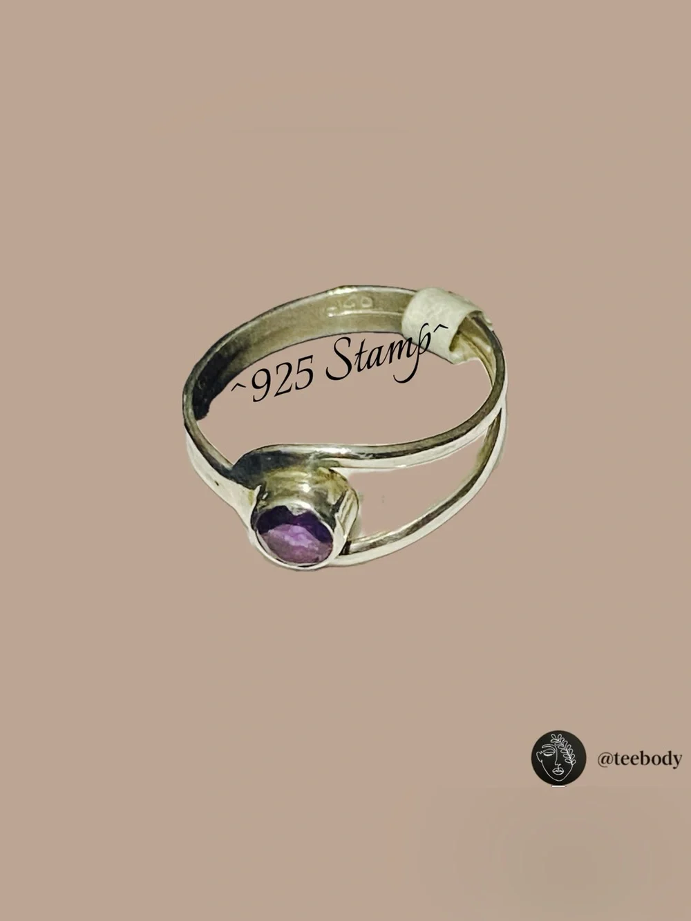 VTG 925 Sterling Silver Amethyst Bypass /Split Shank Ring Size 7.5 NWT 1.74g